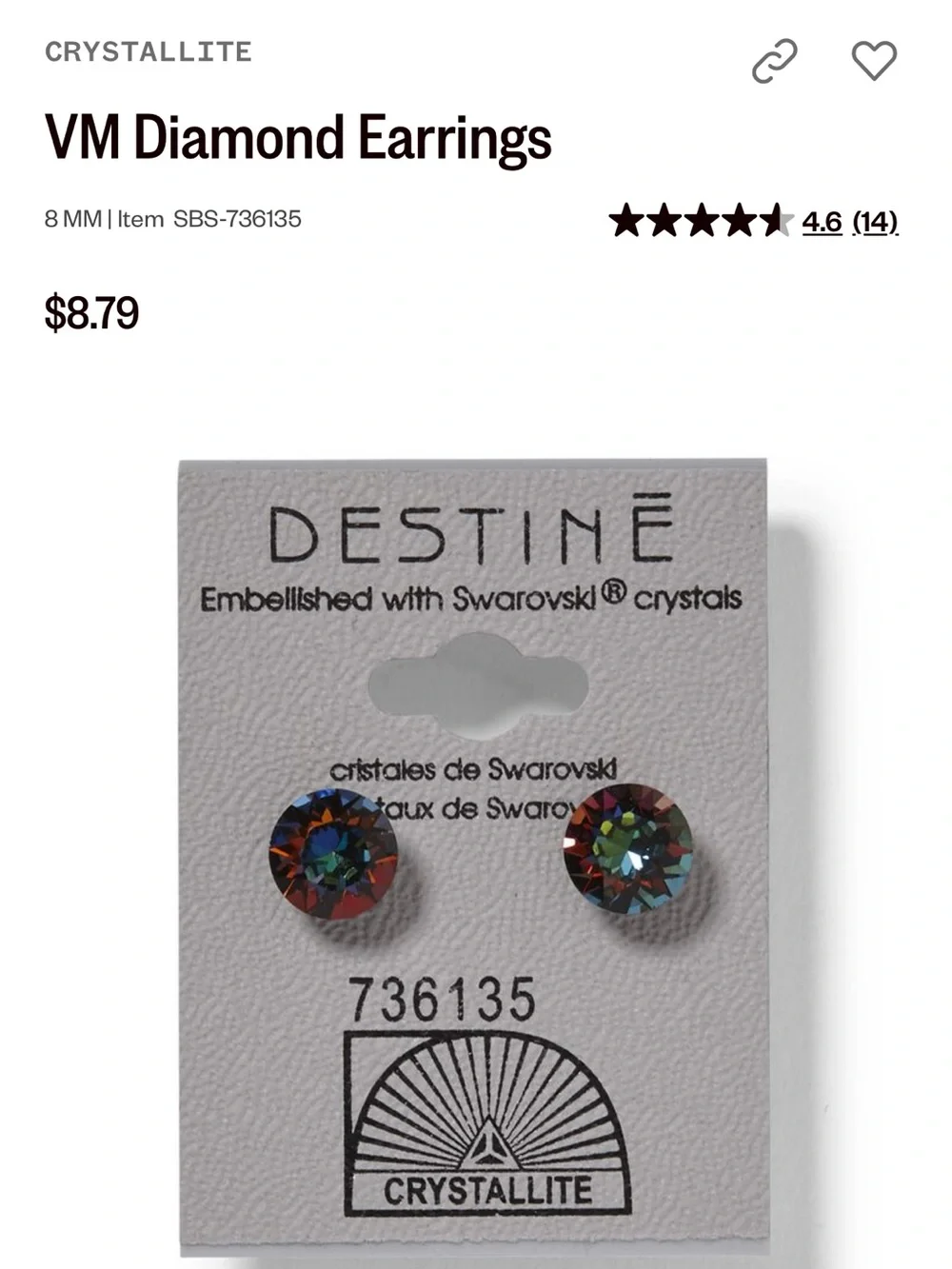 “Crystallite” Destine Swarovski Crystal Stud Earrings - Aurora Borealis